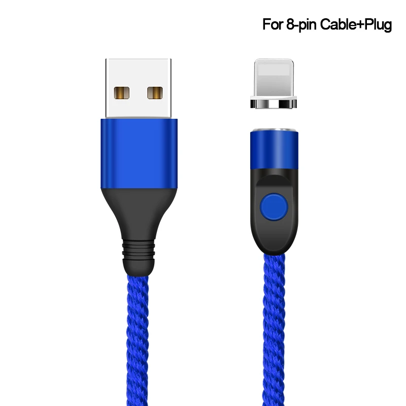 Новейший светодиодный QC3.0 Магнитный usb-кабель для iPhone Micro USB кабель Тип C плетеный кабель зарядное устройство для samsung S10 A50 Xiaomi Redmi k20 - Цвет: Blue for iphone