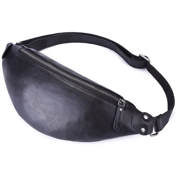 

ASDS-Crazy Horse Leather Waist Packs for Men Travel Fanny Pack 120Cm Belt Length Male Small Waist Bag for Phone Pouch