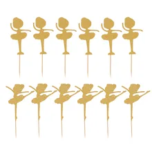 12 Pcs עוגת Toppers גליטר בלט ילדה נייר עוגת קישוט Toppers עבור יום הולדת ארוחת ערב אירוע קישוט עוגת חתונת Toppers(China)
