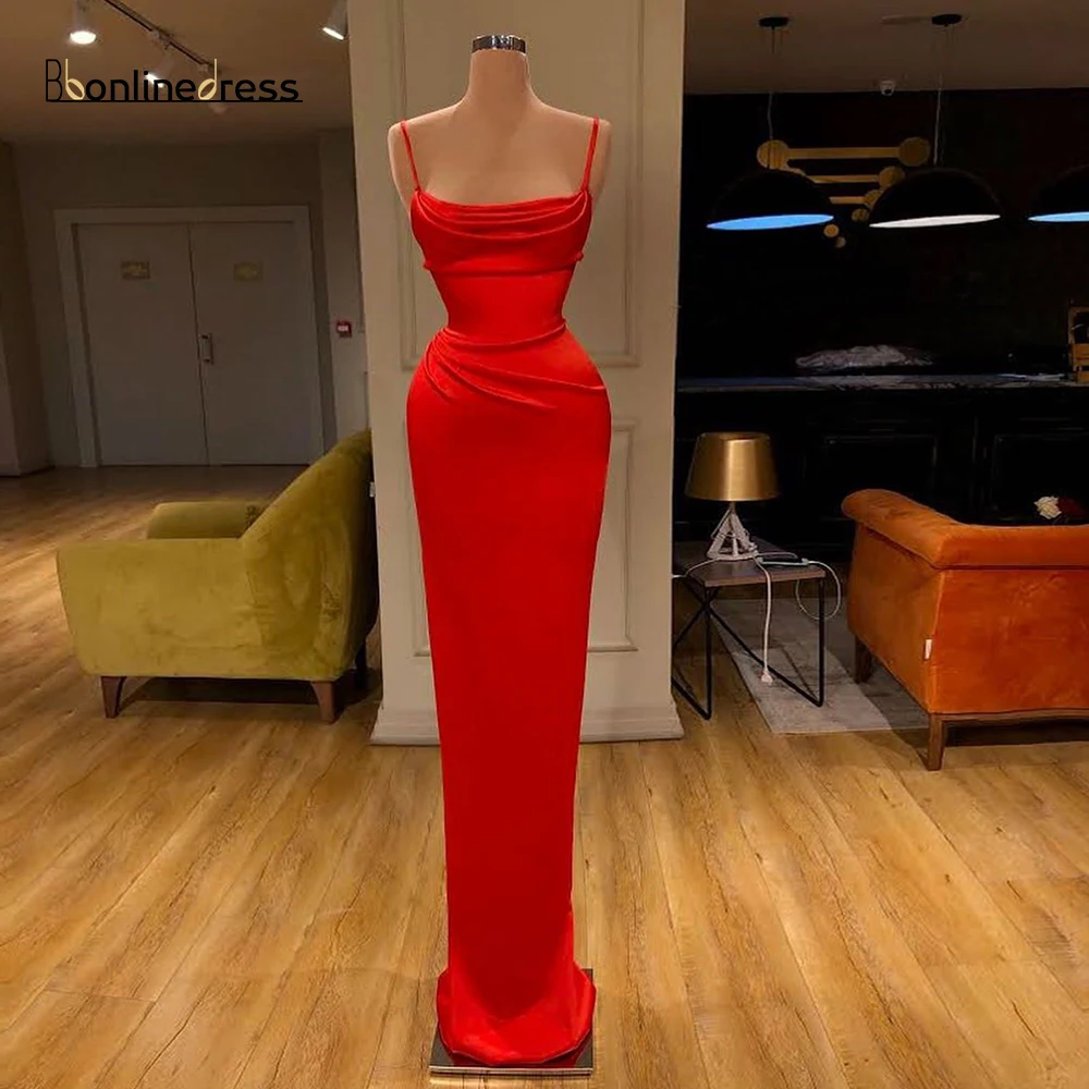 

2020 Elegant Mermaid Evening Dress Spaghetti Strap Evening Dresses Long Charming Prom Dress Formal Gown Plus Size robe de soiree