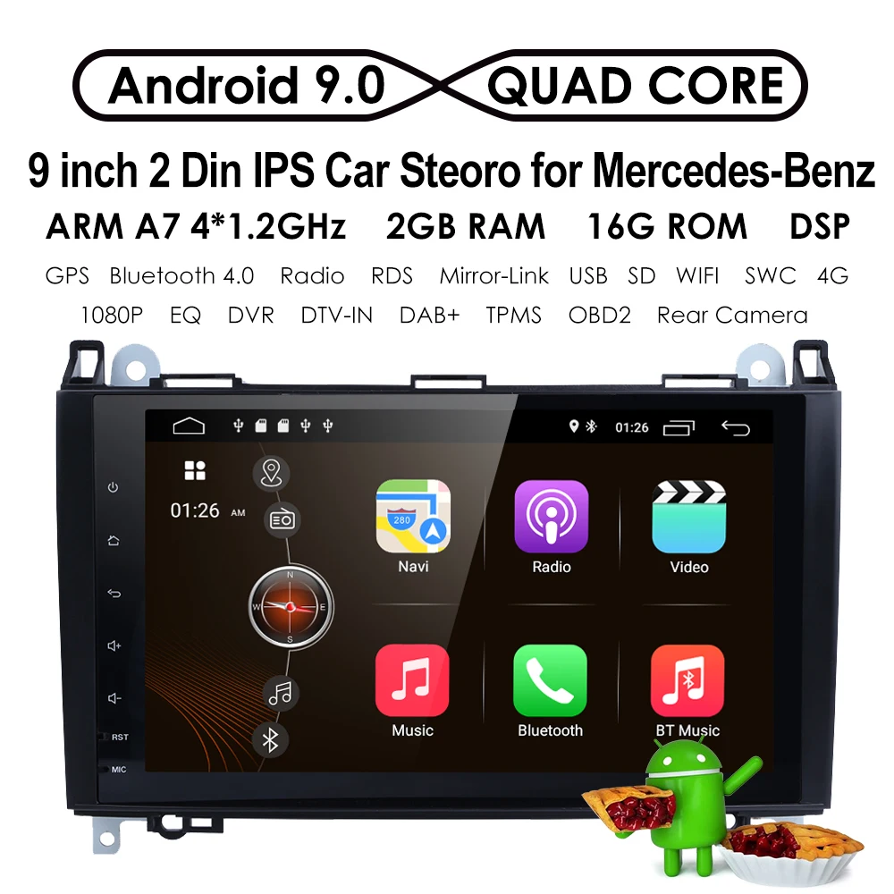Cheap Android 9.0 Octa Core 4GB RAM Car  NO DVD Player For Ben R-Class W169 W245 W639 W9062004 2005 2006 2007 2008 2009 2010 2011 Etc 1