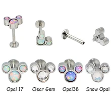 1 шт. титана трио опал камень драгоценный камень Губная Серьга кольцо для пирсинга Спиральные серьги серьга из хрустального волоса разноцветный пирсинг для тела ювелирные изделия