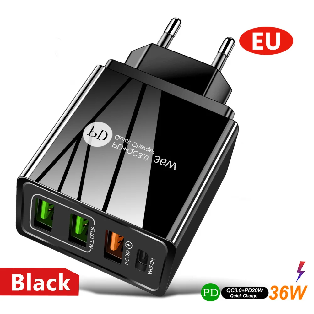 usb c 5v 3a USB PD Fast Charger EU UK Plug Quick Charger QC 3.0 Power Adapter For iPhone 13 12 Series Xiaomi Samsung Huawei Fast Charging 65 watt charger Chargers