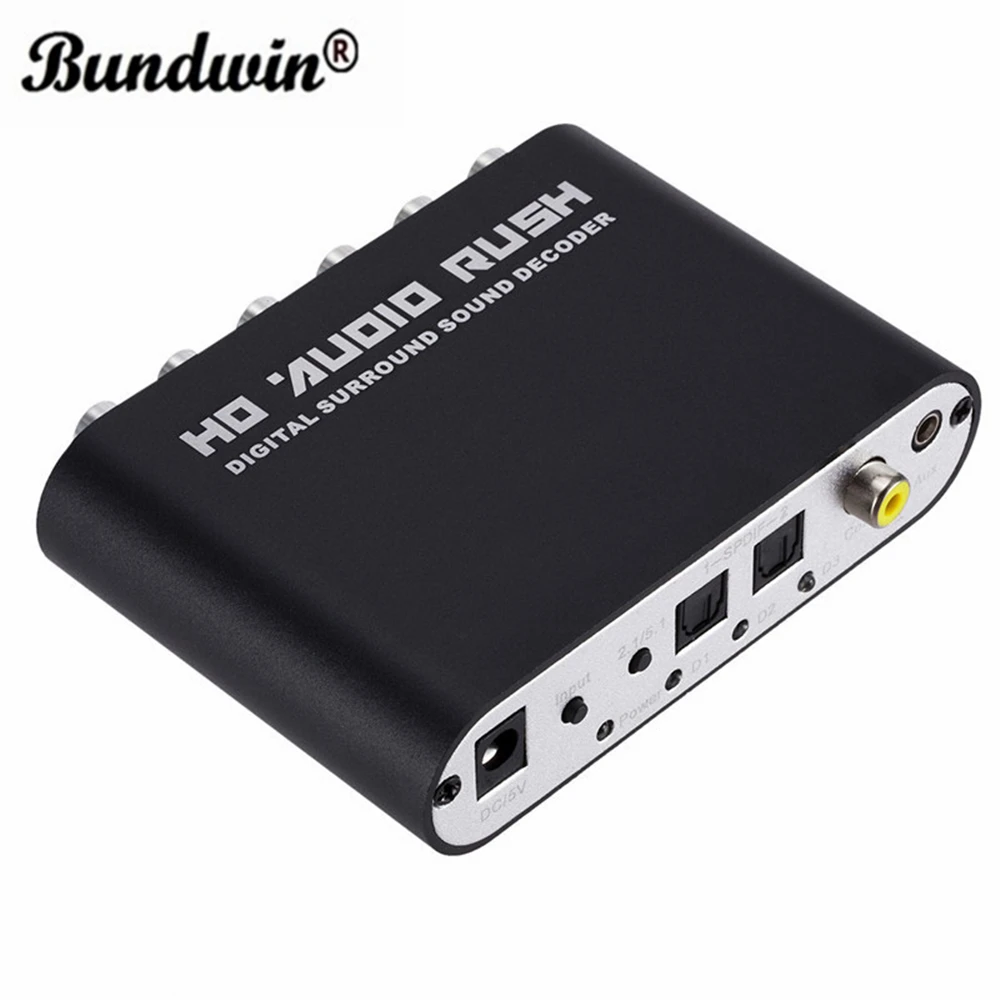 Bundwin 5.1CH аудио декодер HD audio Rush SPDIF коаксиальный к RCA DTS AC3 оптический цифровой
