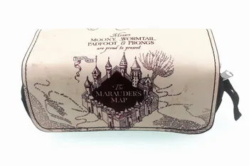 

H.Potter PU + Canvas Cosmetic Bag Student Stationery Pouch Bag Makeup Organizer Bag