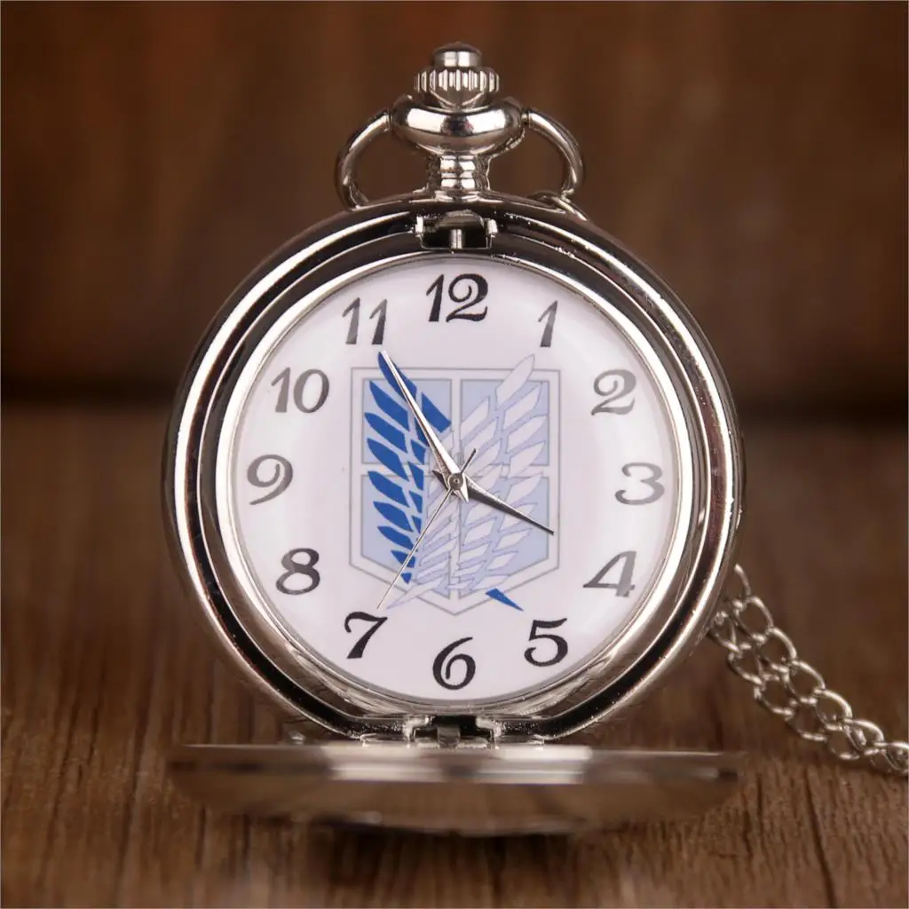 UNIQUE DESIGN POCKET WATCHES SILVER ATTACK ON TITAN WINGS OF LIBERTY CLAMSHELL QUARTZ WATCH GIFTS FOR MEN WOMEN | Дом и сад