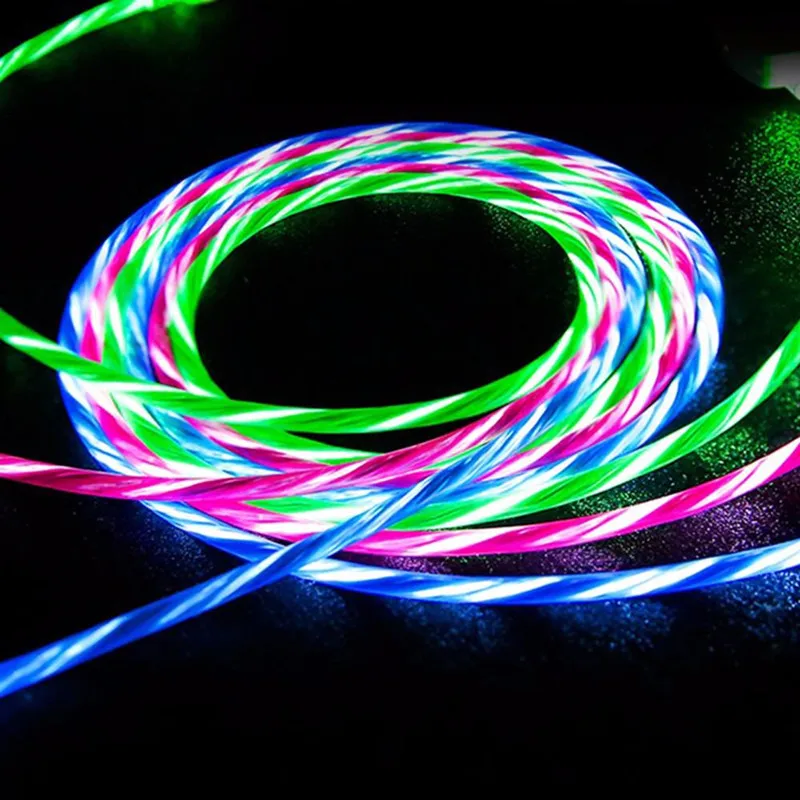 

LED Luminous Charging Cable For Huawei Honor Note 10 Xiaomi Mi 9 Max 3 lg Micro USB Type C Mobile Phone Charger Flowing Cabel