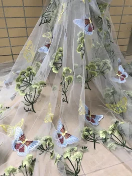 

Embroidered Net Fabric with beads With super Quality yaking-20.9803 African Tulle Lace Fabric For party Dress