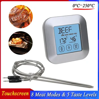 

Touch Screen 2 In 1 Instant Read Digital Thermometer and Timer Digital Electronic Grilling Thermo Meter with 2 Stainless Steel