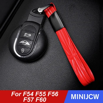 

Car Leather Keychain Key Ring Rope Union Jack Decor For Mini Cooper JCW One S R55 R56 R60 F54 F55 F56 F60 Countryman Accessories