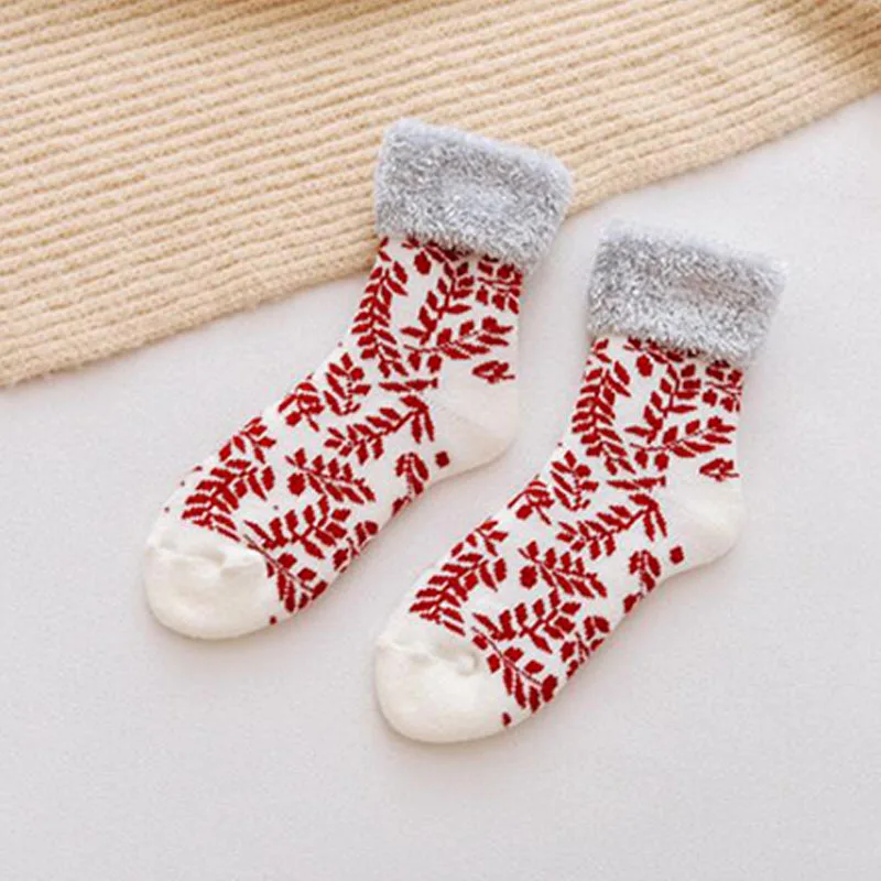 Happy Winter/теплые носки-тапочки для женщин и мужчин; удобные забавные плюшевые носки с подкладкой; модные носки для рождественских подарков