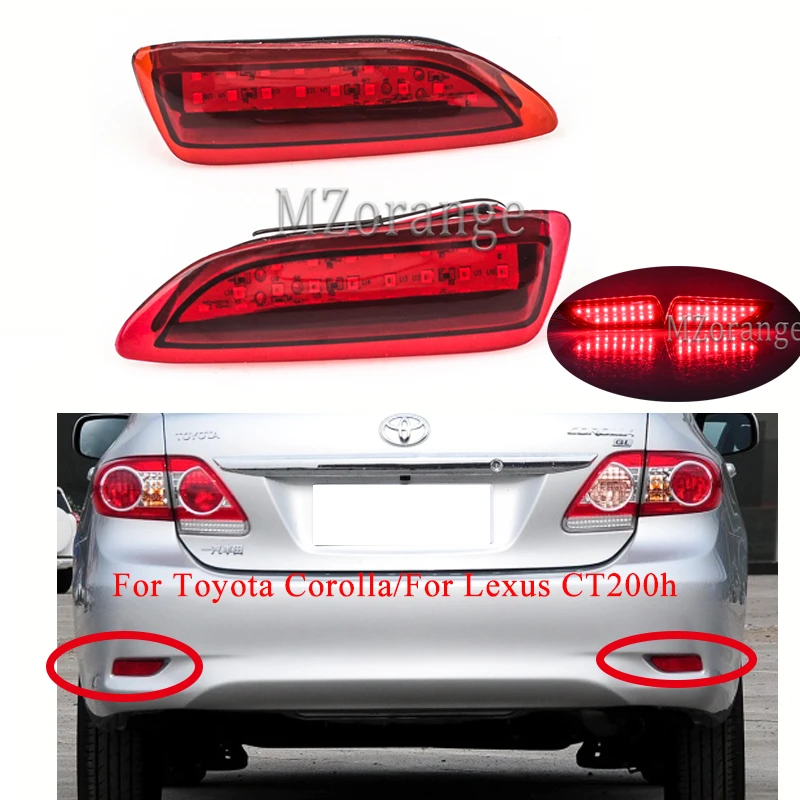 Для Toyota Corolla/для Lexus CT200h красная лампа 2 шт. задний бампер отражатель светильник Предупреждение ющий тормозной задний фонарь красный объектив СВЕТОДИОДНЫЙ