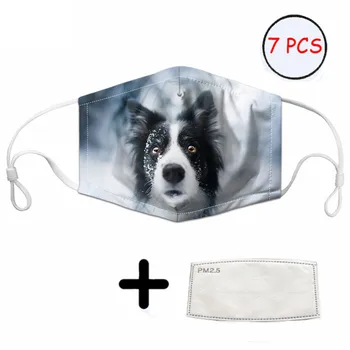 

3D Border Collie Pattern Adults Mouth Mask with Replaceable Filter for Women/Man Soft and Stretchy Broken Nose Protection Mask