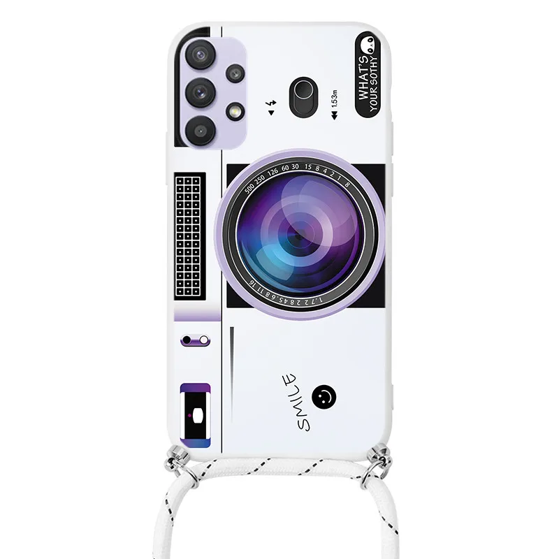 cute phone cases for samsung  For Samsung Galaxy A32 4G 5G Case Soft Silicone Cover For Samsung GalaxyA32 A 32 Fundas Chain Necklace Strap Cord Lanyard Bumper samsung cute phone cover