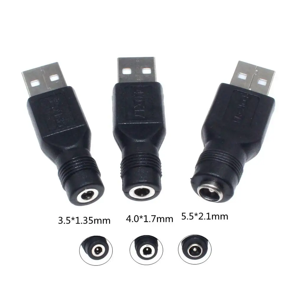 DC Female Jack To USB 2.0 Male Plug Jack 5V Power Plugs Connector Adapter Laptop 3.5*1.35mm/4.0*1.7mm/5.5*2.1mm Black Color afbeelding