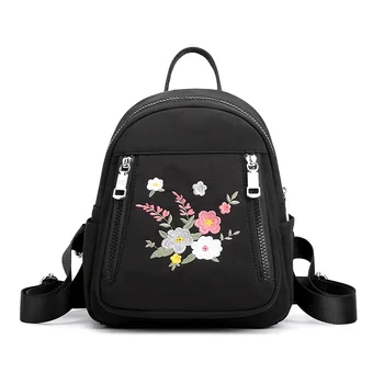 

Embroidered Flower Backpack Women Small Nylon Girl School Bag Leisure Female Travel Backpack Brand Mini Backpacks For Girl
