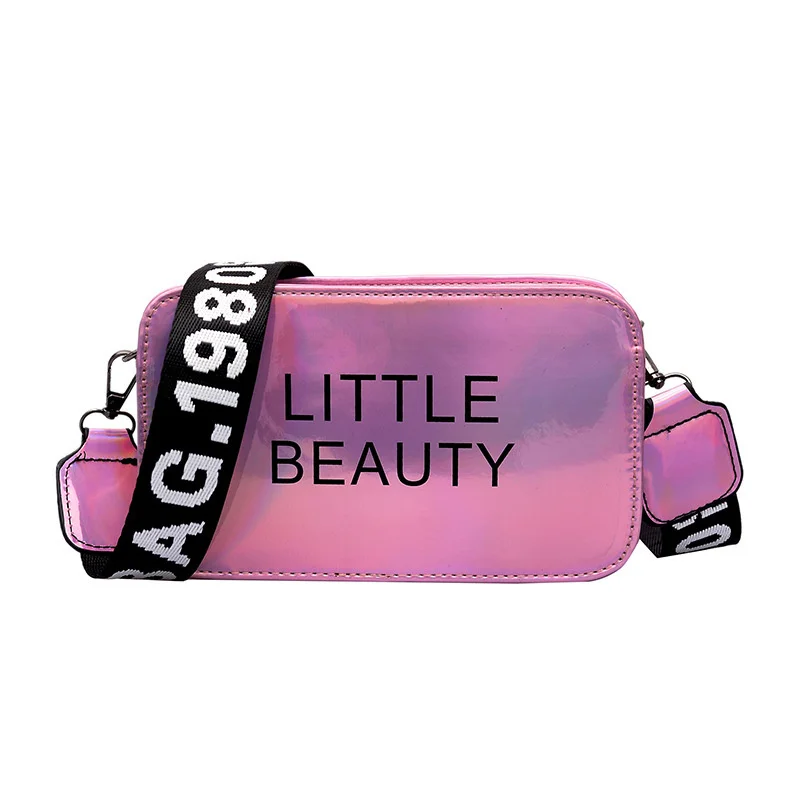 

Shoulder Bags female 2018 new wild laser makeup bag Little beauty gift Fashion small square bag wideband Messenger bag XYLOBHDG
