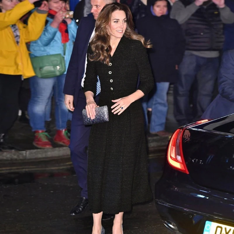 

Kate Middleton Plus Size High Quality New Fashion Party Sexy Vintage Elegant Black Long Dresses