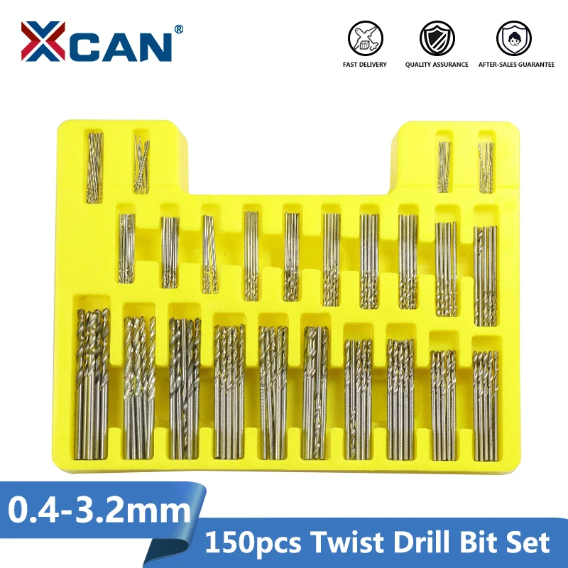 XCAN 150pcs HSS Twist Drill Bit Set 0.4-3.2mm Mini for DIY Hobby Craft Woodworking Gun Cutter | Инструменты
