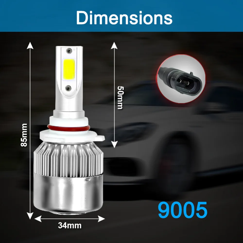 1 шт. универсальный высокое Мощность авто лампы C6 Автомобильный светодиодный фары-6000 K LED водонепроницаемый налобный фонарь H1 H3 H7 H8 H9 H11 880 881 9005 9006