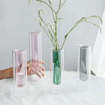 

Nordic 2-color Test Transparent Tube Glass Vase Simple Hydroponic Plant Flower Home Decor OCT998