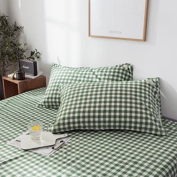 

simple green liittle plaid pillowslip without zipper winter printed quaility cotton pillowcases kids best seller free shipping
