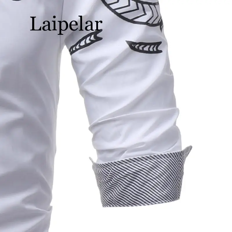 Laipelar Мужская Новинка, мужская рубашка с длинными рукавами, мужская повседневная приталенная рубашка с драконами, Мужская качественная рубашка с отворотом, большой размер 4XL