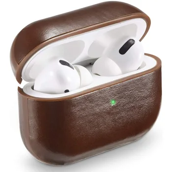 

Leather Earphone Case Cover, Compatible for Apple Pro Front LED Visible Shockproof Drop-Proof Dust-Proof(Brown)