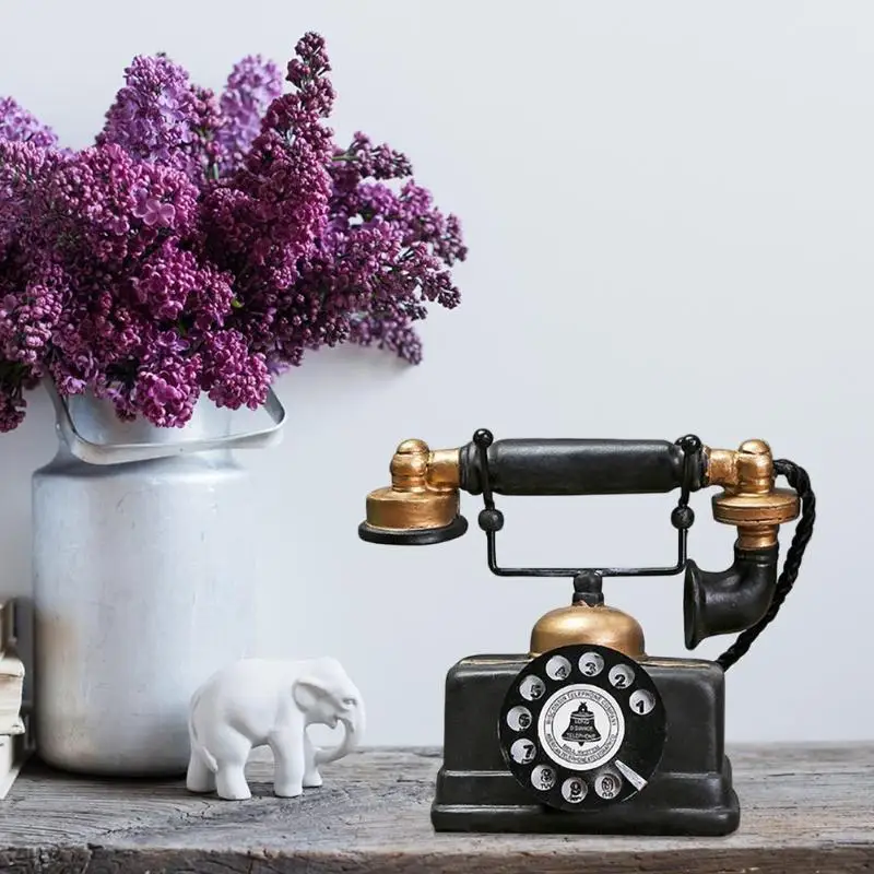 

Retro Telephone Model, Antique Desktop Ornament, Craft Home Decoration Figurines Specific Gift Creative Promotional Gift New Hot