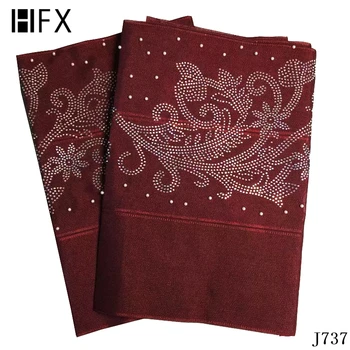 

HFX african gele headtie aso oke in fabric with beads high quality nigerian rhinestones gele headtie for party for 2 pieces L737