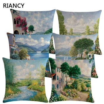 

1 Pcs Scenic Flower Pattern Cotton Linen Throw Pillow Cushion Cover Car Home Sofa Bed Decorative Pillowcase Funda Cojin 40648
