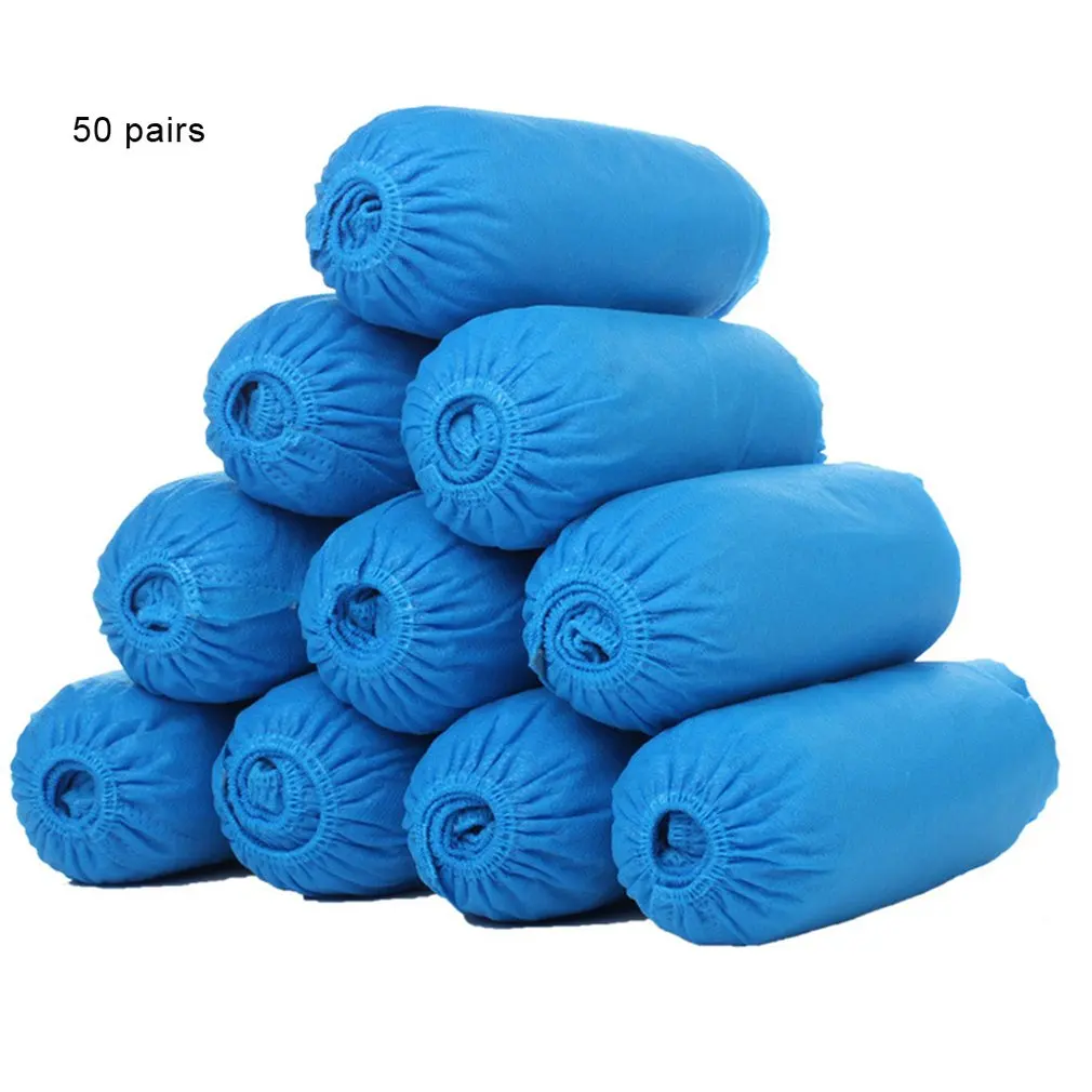 

In Stock 100 Pack Shoe Covers Disposable Non Slip Durable Water Resistance Non-Woven Fabrics Boot & Shoes Cover For Construction