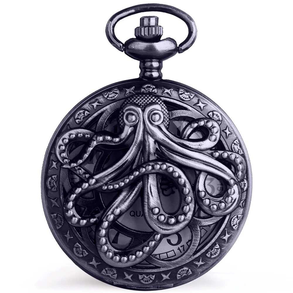 Винтажные полые кварцевые карманные часы Octopus с подвеской подарочные на цепочке