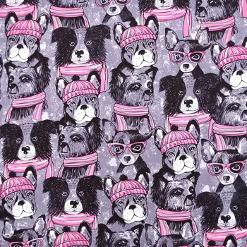 

1 yard Lovely dogs printed Cotton Woven Fabric (width=140cm)