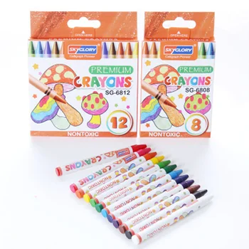 

12 Colors Children's Colored Crayons Non-Toxic Paintbrushes Cartoon Children's Graffiti Painting Colored Pencils Office Mmarkers
