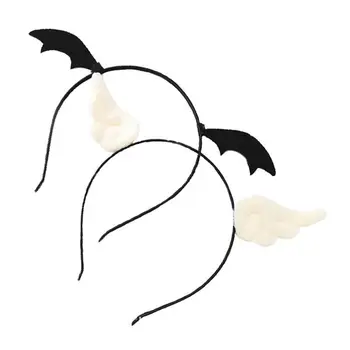 

2pcs Halloween Hairband Decorative Creative Halloween Hair Hoop Angel Wing Headdress Devil Wing Headdress for Women Girl