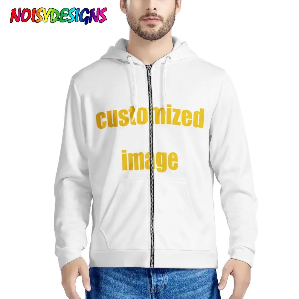 

NOISYDESIGNS Men Zipper Hooded Customized Plus Size 4XL Hip Hop Street Wear Men Hoodies Custom Print Sweatshirts Top Hoodie