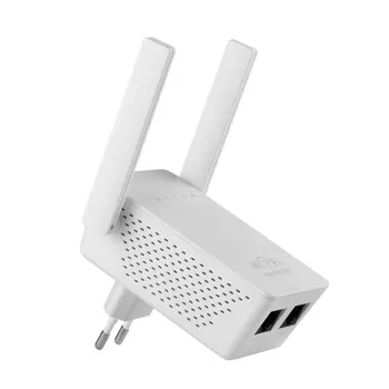 

White WiFi Range Extender 300Mbps Wireless-N AP/Repeater/Router Dual Antennas EU Universal Compatibility Mini Size