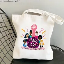 

Women Shopper bag Together we make more girl power Bag Harajuku Shopping Canvas Shopper Bag girl handbag Tote Shoulder Lady Bag