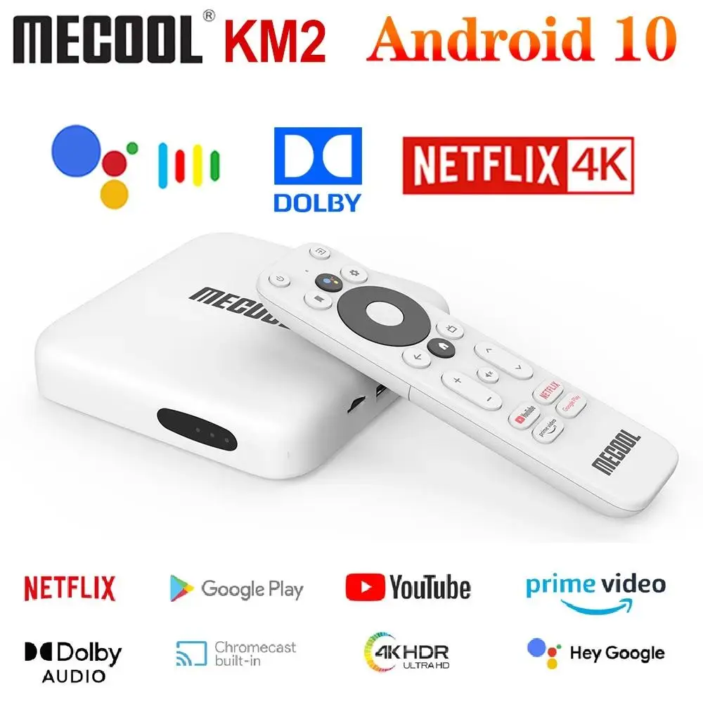 Mecool KM2 Android TV 4K Box For Netflix Amlogic S905X2 Smart IP 2GB DDR4 USB3.0 SPDIF 100M WiFi Prime Video HDR 10 Widevine | Электроника