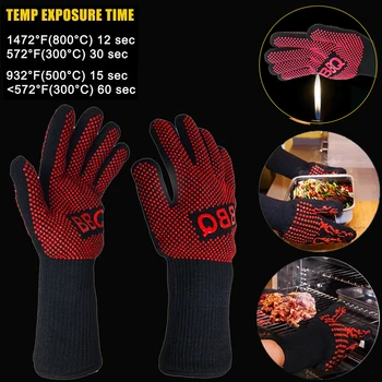 

Heat Resistant Gloves BBQ Cooking Gloves Grill Barbecue Kitchen Microwav Oven High Temperature Resistant Working Glove Non-slip