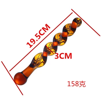 Thread Crystal Artificial Glass Fake Penis Dildo With Anal Bead for Men Women Couples Thread Rotation Flirt Masturbate Sex Toys 6