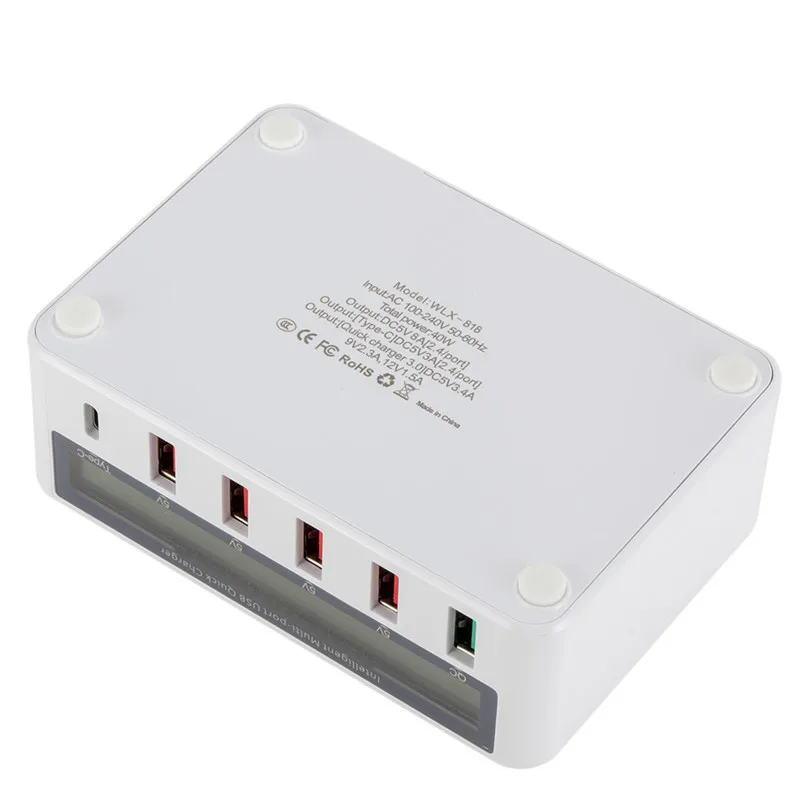 Quick Charge QC 3.0 Smart 5 Ports USB Charger Power Adapter Station LCD Display