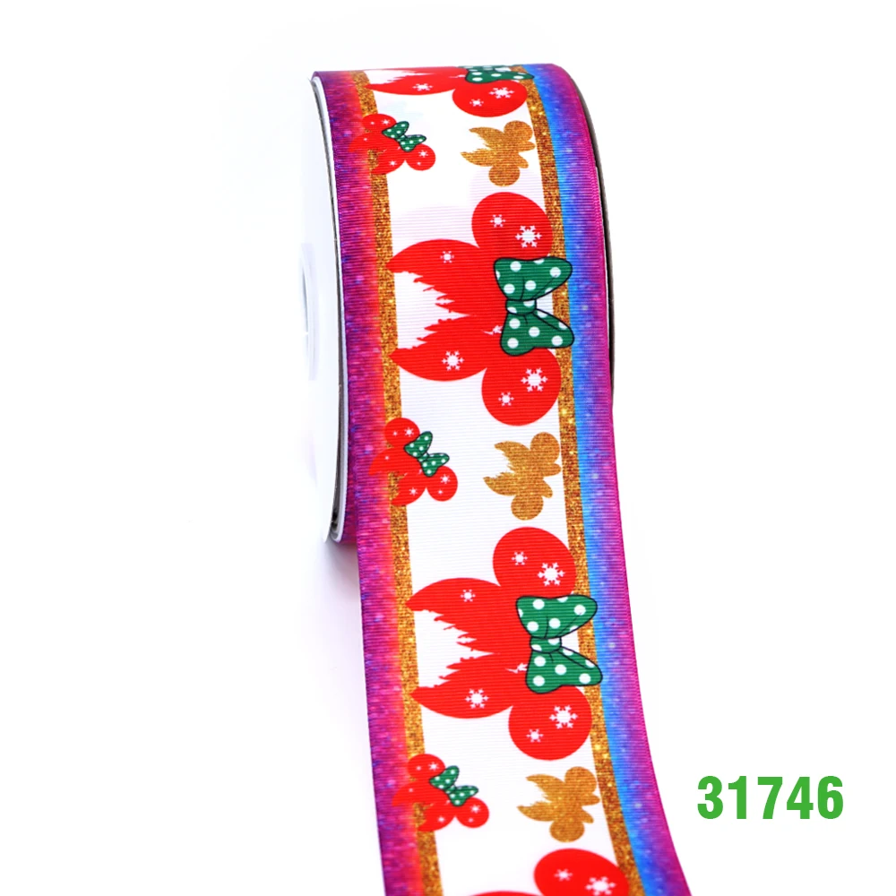 31746 50 ярдов в Размер Рождественская лента напечатанная grosgrain лента 31697 - Цвет: 31746