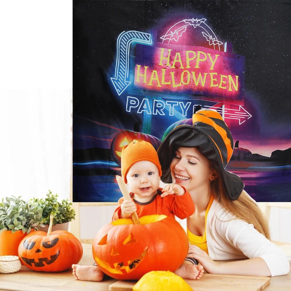 С надписью Happy Halloween 7ftx5ft фестиваль вечерние фото съемки реквизит фотография для фона для семейного портрета и т. д