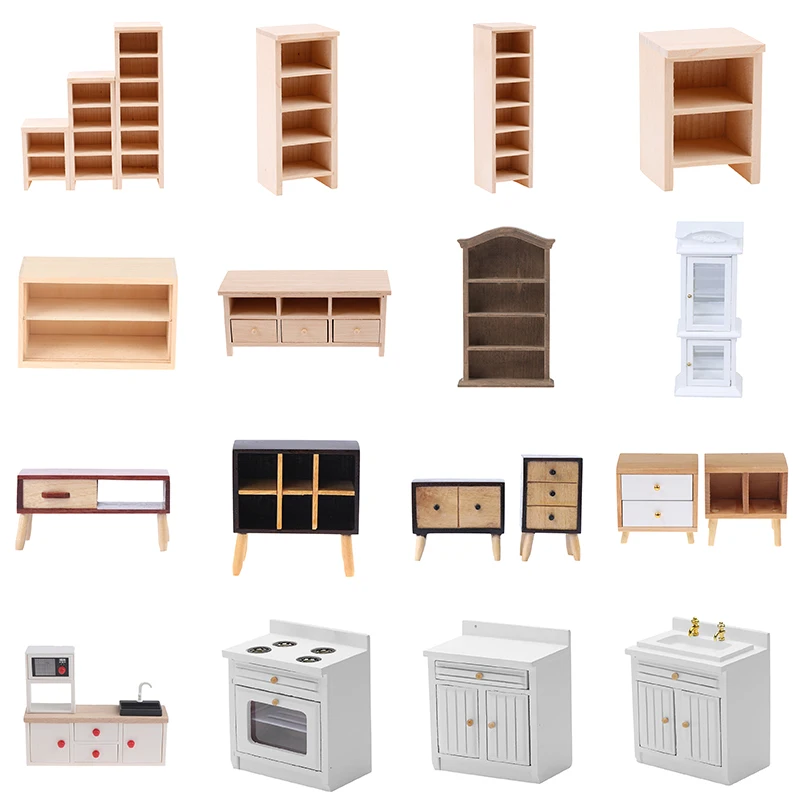1:12 миниатюрный деревянный шкаф-витрина для кукольного домика кукольный шкафчик