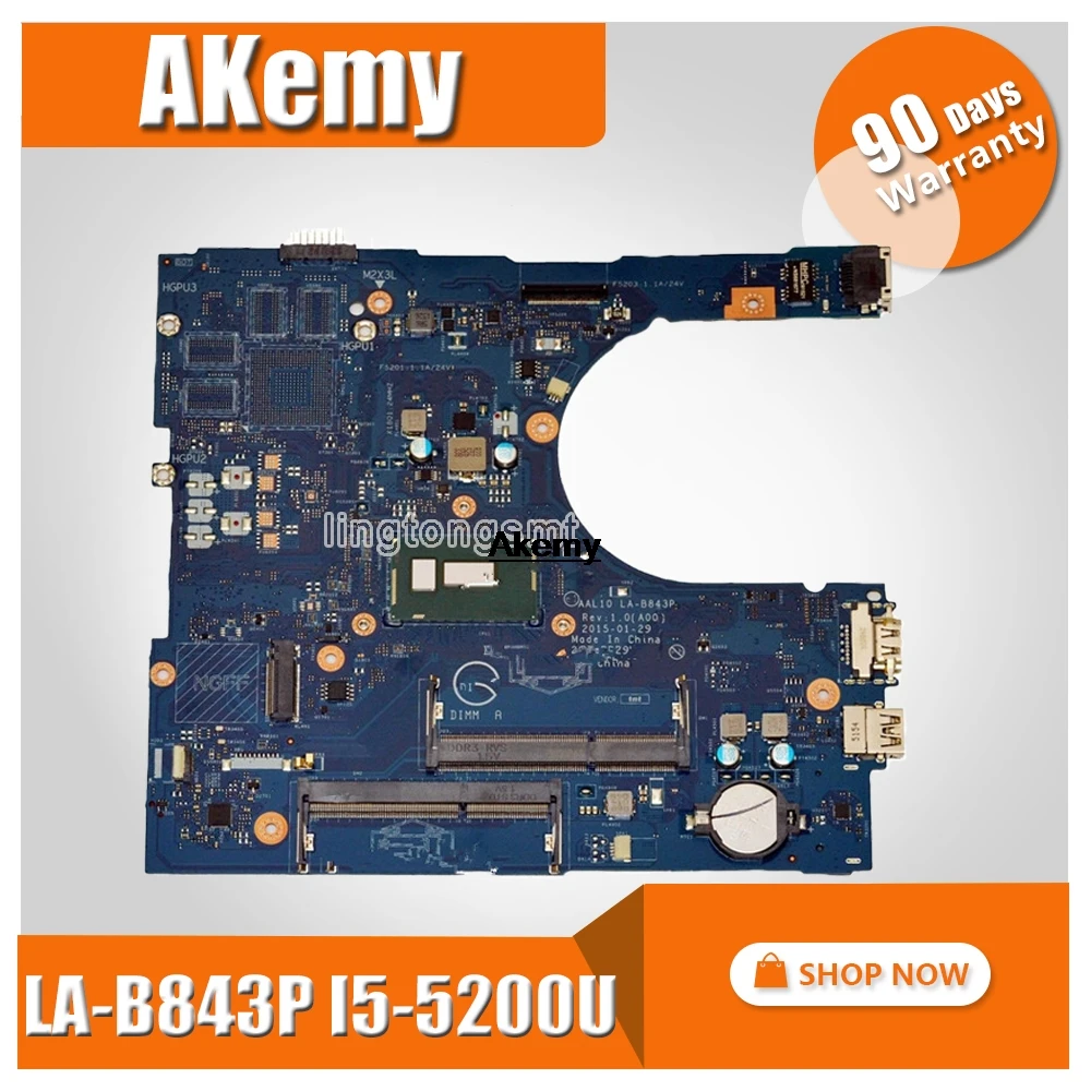 

CN-0FRV68 LA-B843P For Dell Inspiron 5458 5558 5758 W/ i5-5200U 2.2GHz DDR3L SDRAM Laptop Motherboard FRV68 0FRV68
