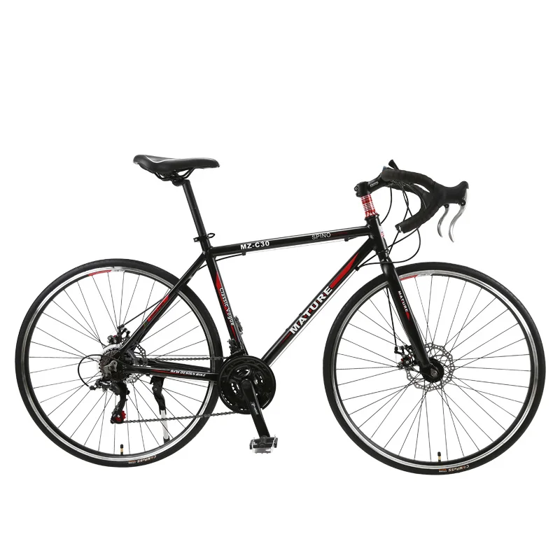 Black red 21speed Дорожный велосипед 700C из алюминиевого сплава для взрослых дорожный велосипед скорость двойной дисковый тормоз гоночный 21/27/30 скоростей изогнутые дорожный велосипед - Цвет: Black red 21speed