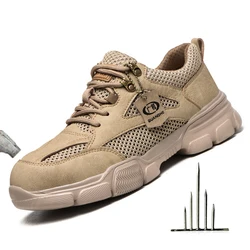 Nouvelles chaussures de sécurité d'été pour hommes, baskets de travail Anti perçage, bottes légères respirantes et indestructibles 