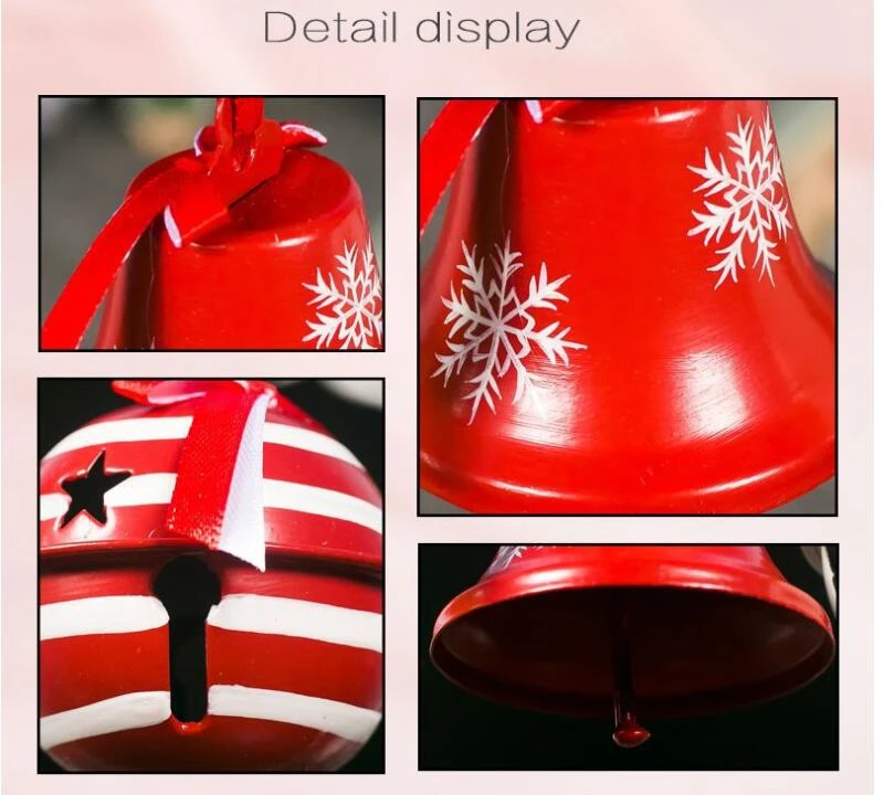 Christmas Bell New Year Tree Ornament Decoration Party with Red Tie Hanging Ribbon Christmas Decoration for Home